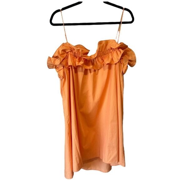 H&M Orange Ruffle Flounce Spaghetti Strap Trapeze Dress Sundress - Picture 7 of 9